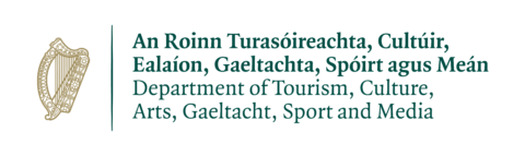 Logo for the Department of Tourism, Culture, Arts, Gaeltacht, Sport and Media.